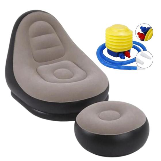 Sofa Poltrona Cadeira Cama Puff Inflável Portátil Para Sala Camping Praia Com Bomba De Ar Para Encher