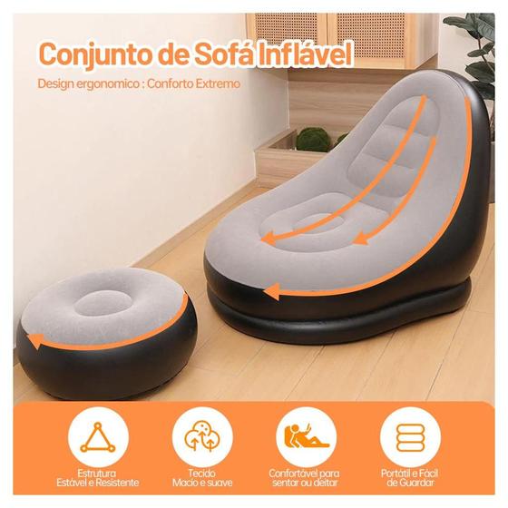 Sofá Poltrona Descanso Portátil Inflável Ultra Lounge - SOFÁ POLTRONA INFLAVEL Imagem de Sofá Poltrona Descanso Portátil Inflável Ultra Lounge