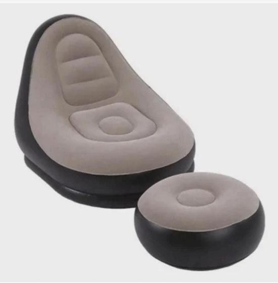 Sofa Poltrona Inflavel Kit 2 Em 1 Puff Colchao Portatil Luxo com bomba
