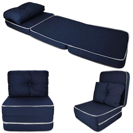 Sofa Puff Cama Colchao de Solteiro Dobravel Portatil Azul F.a. Colchoes Menor preço em Sofa Puff Cama Colchao de Solteiro Dobravel Portatil Azul F.a. Colchoes