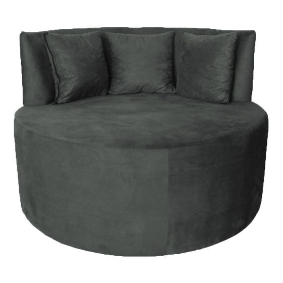 Imagem de Sofá Puff Chaise Redondo Barcelona Suede Grafite Dimazza Móveis