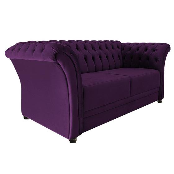 Imagem de Sofá Recamier Decorativa Chesterfield Sofia Suede Roxo Capitonê - Amarena Móveis