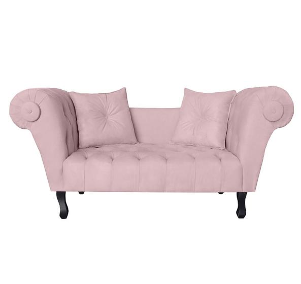 Imagem de Sofá Recamier Recepção Decorativo 02 Lugares Londres Suede Rosa Bebe - INCASA DECOR