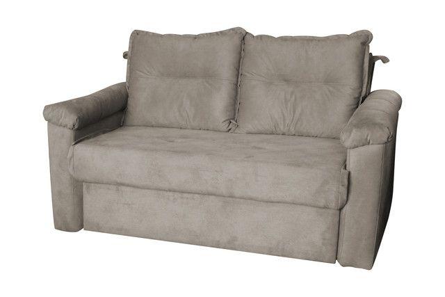 Imagem de sofa retratil cama reclinavel amora veludo ma marrom claro