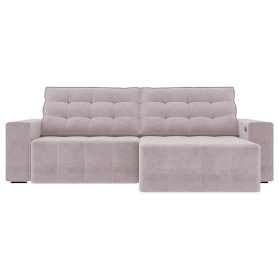 Imagem de Sofá Retrátil com USB 214cm Elliot Suede Rosê G52 - Gran Belo