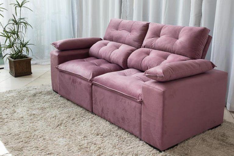 Imagem de Sofá Retrátil e Reclinável 1,5m em Tecido Suede Rosé