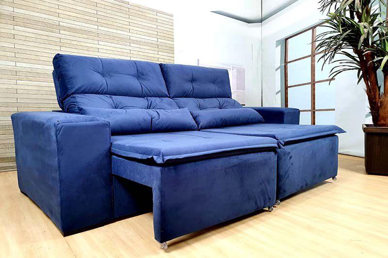 Sofá Retrátil e Reclinavel 1,5m Suede Azul Veneza Estofados Sofás Magazine Luiza