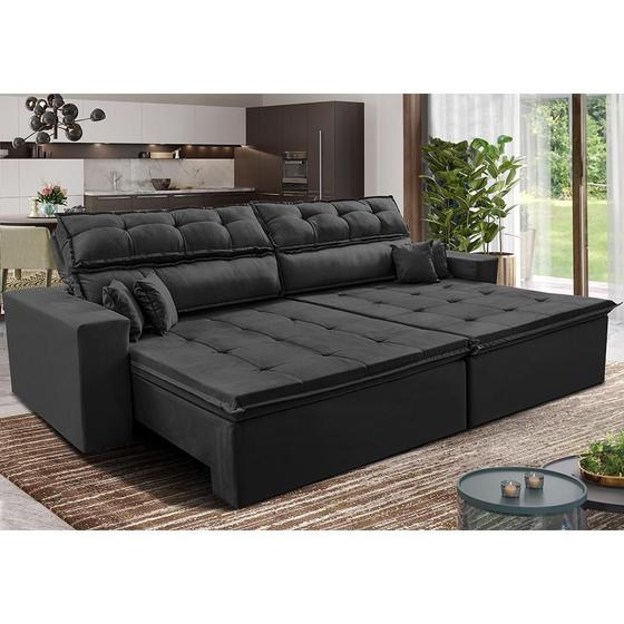 Imagem de Sofá Retrátil e Reclinável 1,82m Luxos Cama inBox Velusoft Preto