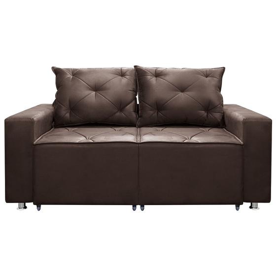 Imagem de Sofá Retrátil e Reclinável 2 lugares Bariloche 1,50cm c/Molas Suede Marrom Castor