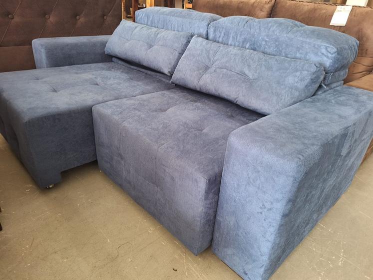 Sofá Retrátil e Reclinável 2 lugares Suede Amassado Azul RoyalAzul