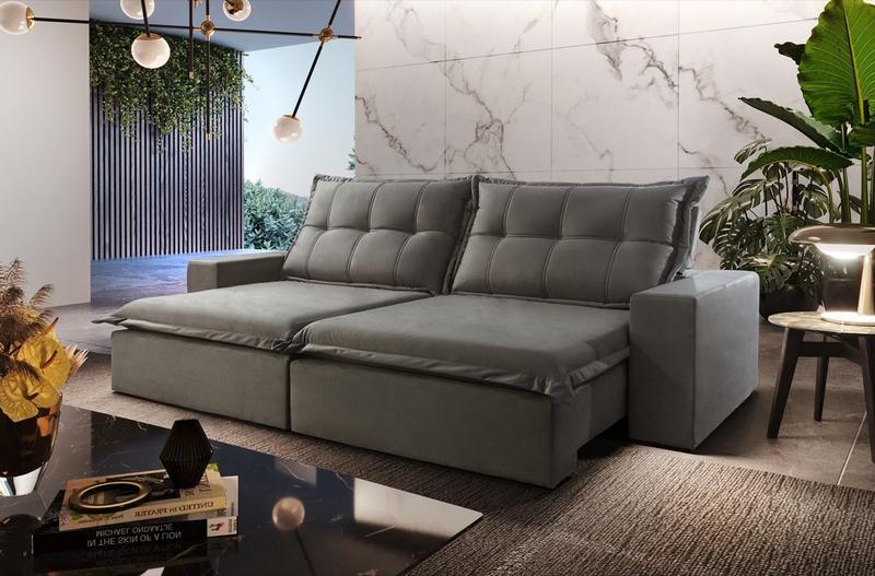 Sofá Retrátil e Reclinável 2,10 Metros Proconfort Alpha Tecido Veludo