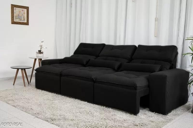 Sofá Retrátil e Reclinável 2,10m em Tecido Suede - Montagem Inclusa Menor preço em Sofá Retrátil e Reclinável 2,10m em Tecido Suede - Montagem Inclusa