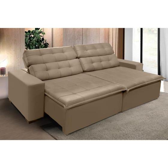 Imagem de Sofá Retrátil e Reclinável 2,10m Suede Marrom Castor Magno