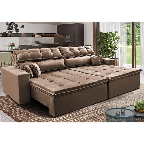 Imagem de Sofá Retrátil e Reclinável 2,32m Luxos Cama inBox Velusoft Castor