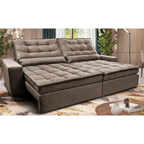 Imagem de Sofá Retrátil e Reclinável 2,32m Molas Ensacadas Cama inBox Catar Velusoft Castor