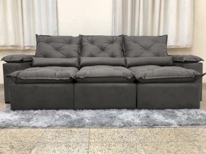 Sofá Retrátil e Reclinável 2,70m em Tecido Veludão C/Pillow nos Braços Athenas Menor preço em Sofá Retrátil e Reclinável 2,70m em Tecido Veludão C/Pillow nos Braços Athenas