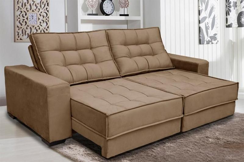Imagem de Sofá Retrátil e Reclinável 2,90m Suede Coliseu Marrom Castor