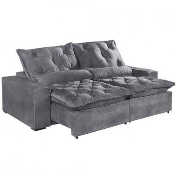 Imagem de Sofá retrátil e reclinável 2m elegance cinza
