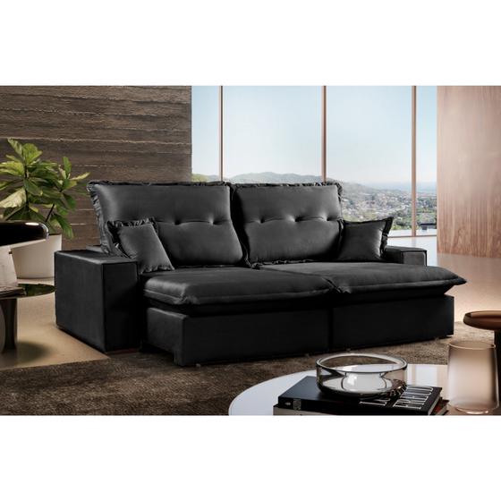 Imagem de Sofa Retrátil e Reclinável 3 Lugares com Molas Ensacadas e Pillow Top Momo Espresso Móveis