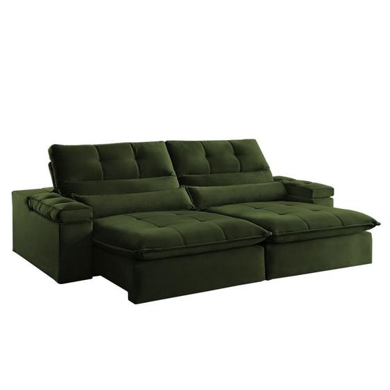 Sofá Retrátil e Reclinável 3 Lugares Verde Escuro 2,30m Atlantique RM