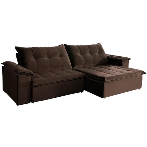 Imagem de Sofá Retrátil e Reclinável 3,10m Suede Soberano Café Sofá Casa