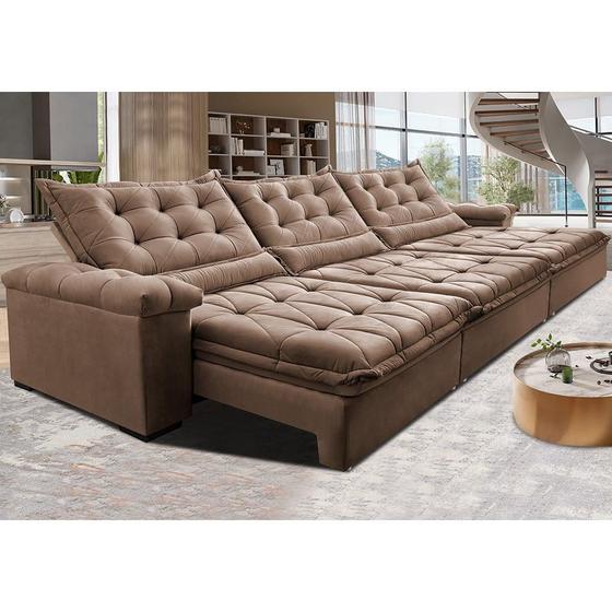 Imagem de Sofá Retrátil e Reclinável 3,55m Cama inBox Big Fresh com SoftGelD40 Velupluma Castor