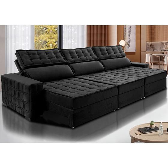 Imagem de Sofá Retrátil e Reclinável 3,55m Cama inBox Big Star com SoftGelD40 Velupluma Preto