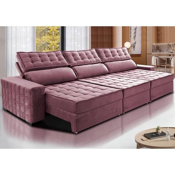 Imagem de Sofá Retrátil e Reclinável 3,55m Cama inBox Big Star com SoftGelD40 Velupluma Rose