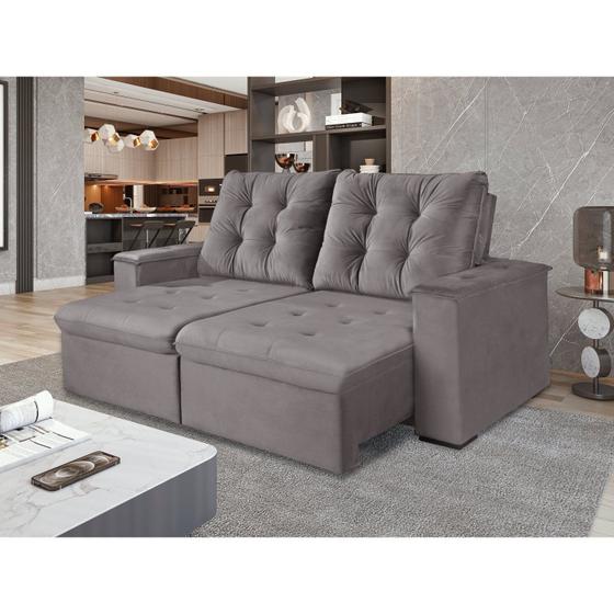 Sofá Retrátil e Reclinável 4 Lugares 240cm Suede Curitiba Lufer