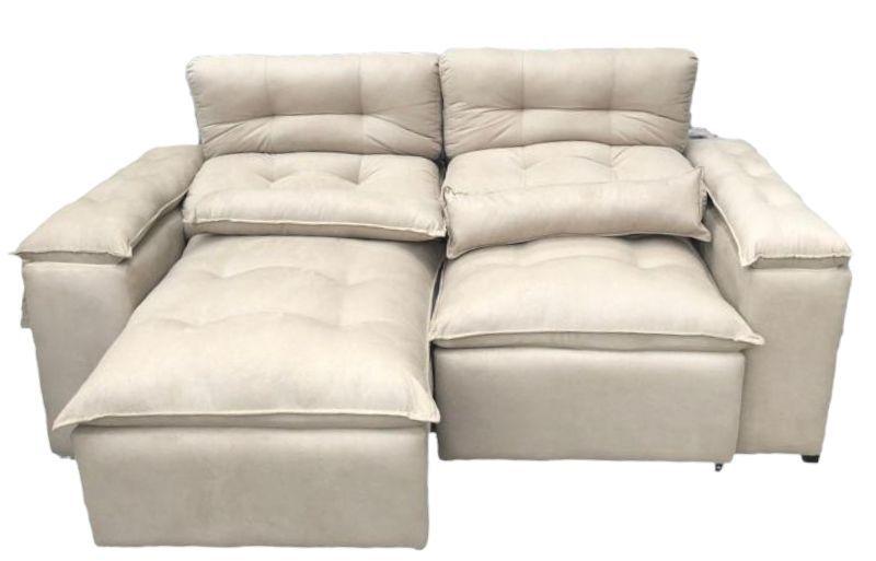 Sofá Retrátil e Reclinável C/ Pillow nos braços 2.0m Bege Suede Menor preço em Sofá Retrátil e Reclinável C/ Pillow nos braços 2.0m Bege Suede