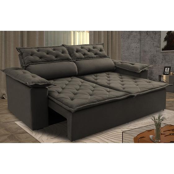 Imagem de Sofá Retrátil e Reclinável Cama inBox Compact 1,50m Tecido Suede Velusoft Café