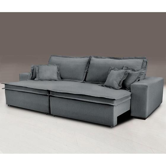 Imagem de Sofa Retrátil e Reclinável com Molas Cama inBox Premium 2,12m tecido em linho Cinza Escuro