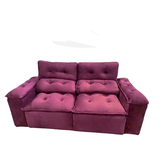 Sofá Retrátil e Reclinável com Pillow 2,00m Tecido Veludo Vinho
