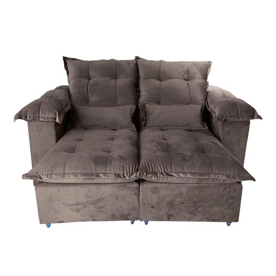 Sofá Retrátil e reclinável Pillow Top Veludo Fibra Siliconada