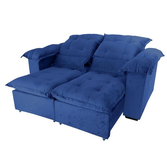 Imagem de Sofá retrátil/reclinável 160m Molas ensacadas Fibra siliconada Coliseu Pillow top Azul