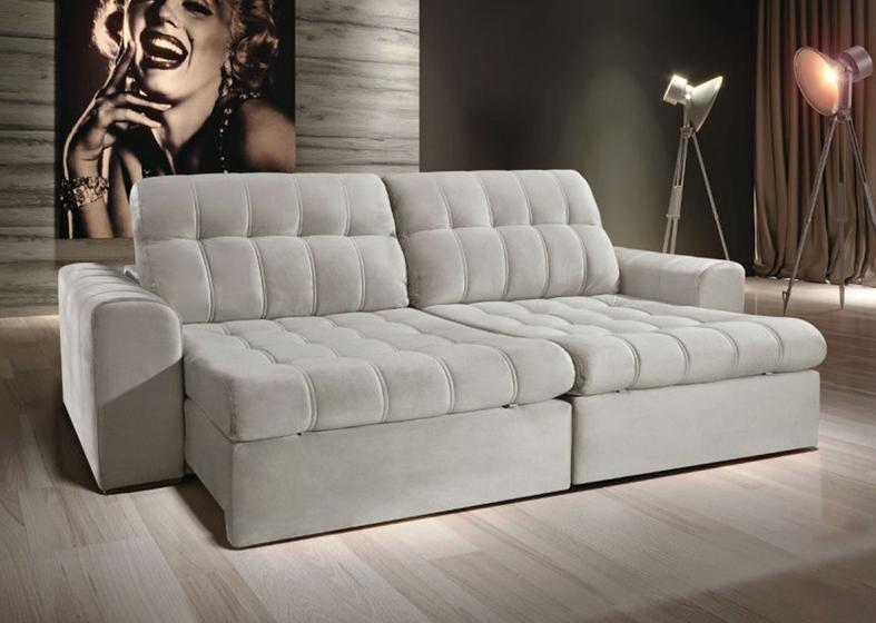 Sofá Retrátil Reclinável 1,90 mts Canadá Molas Pocket Suede Bianchi