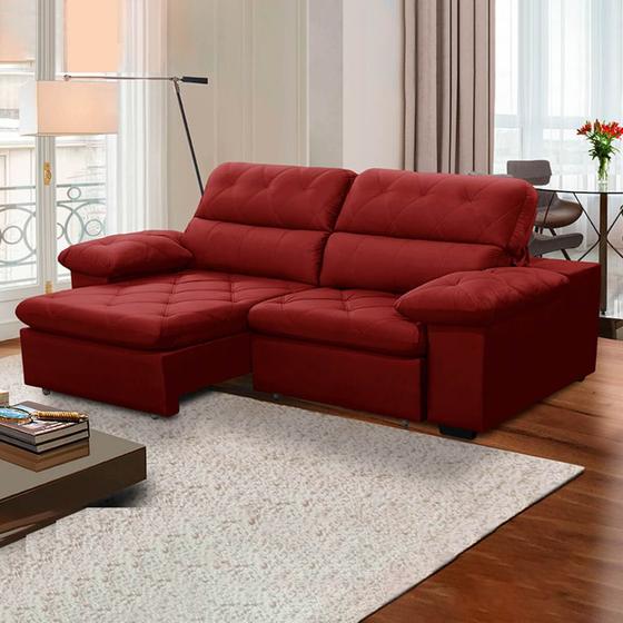 Imagem de Sofa Retratil Reclinavel 2 Lugares 1,90m Crystal Veludo Bordô LansofBR