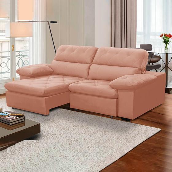 Imagem de Sofa Retratil Reclinavel 2 Lugares 2,00m Crystal Veludo Rosê LansofBR