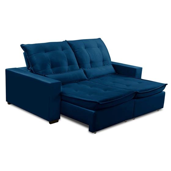 Imagem de Sofa Retratil Reclinavel 2 Lugares 2,40m Atlantis Veludo Azul Marinho LansofBR