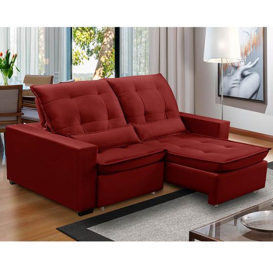 Imagem de Sofa Retratil Reclinavel 2 Lugares 2,70m Atlantis Veludo Bordô LansofBR