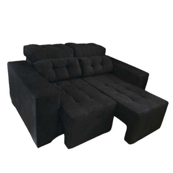 Imagem de Sofá retrátil reclinável 2 lugares tecido veludo Florença cor preta
