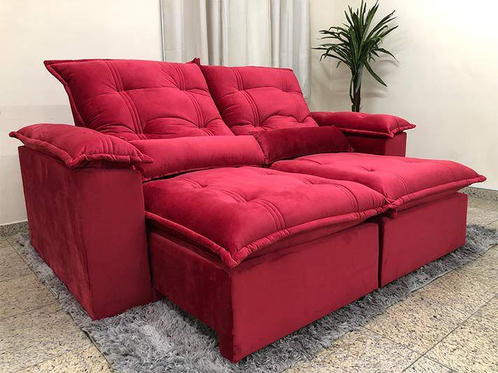 Sofá Retrátil Reclinável 2,10 m Vermelho 327 Maricá Alpoim Sofás