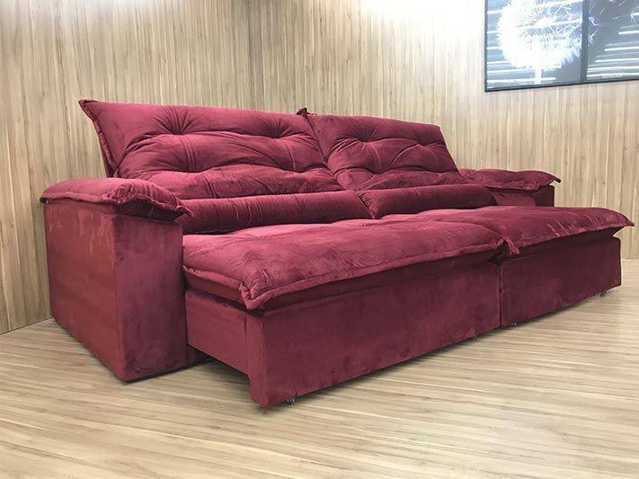 Sofá Retrátil Reclinável 2,30 m Vinho 323 Maricá Alpoim Sofás