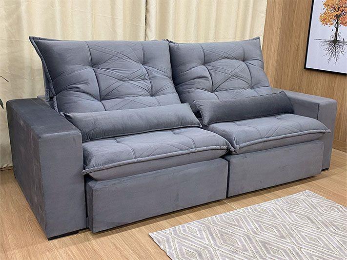 Sofá Retrátil Reclinável 2,50 m Cinza 330 Recife Alpoim Sofás Magazine Luiza