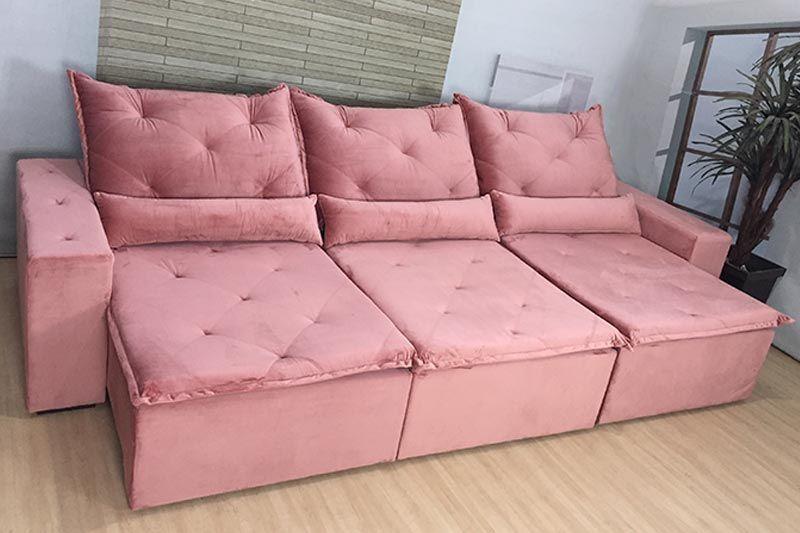 Imagem de Sofá Retrátil Reclinável 2,90 m Rosa 10 Delta