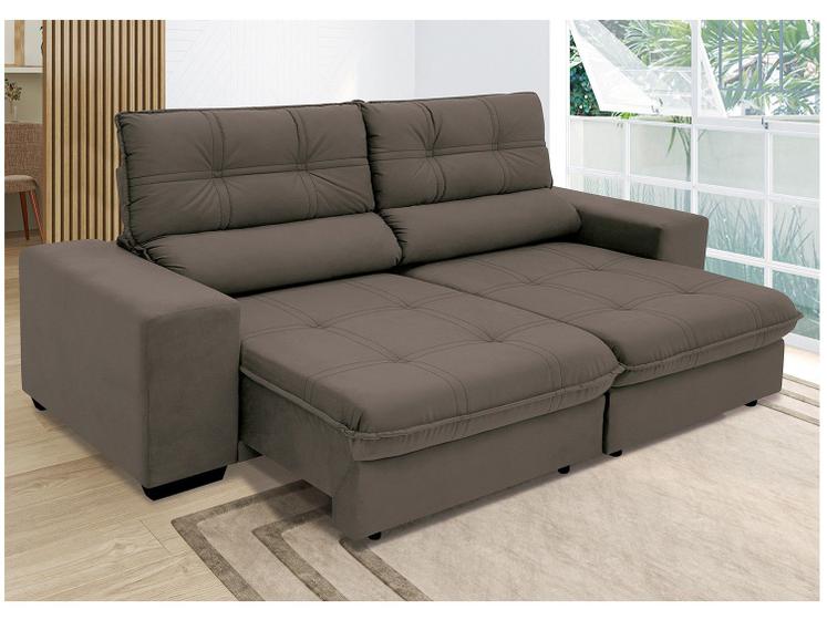 Sofá Retrátil Reclinável 3 Lugares Suede Brunello Linoforte Menor preço em Sofá Retrátil Reclinável 3 Lugares Suede Brunello Linoforte