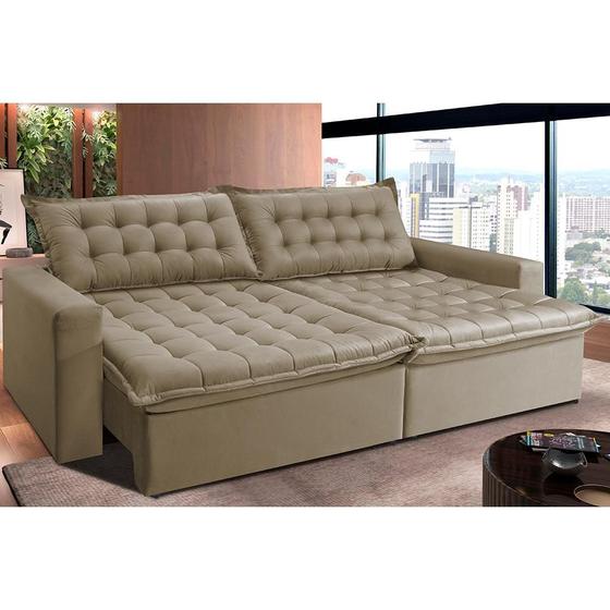 Imagem de Sofá Retrátil Reclinável e Cama 2,15m Cama inBox Flex Suede Velusoft Bege