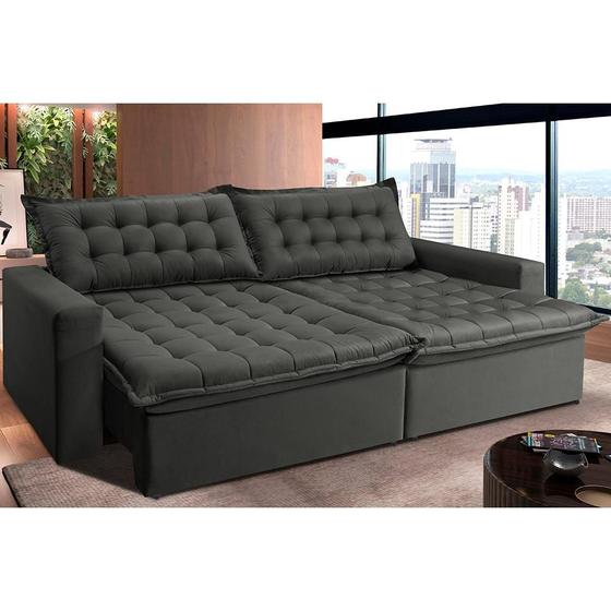 Imagem de Sofá Retrátil Reclinável e Cama 2,15m Cama inBox Flex Suede Velusoft Cinza