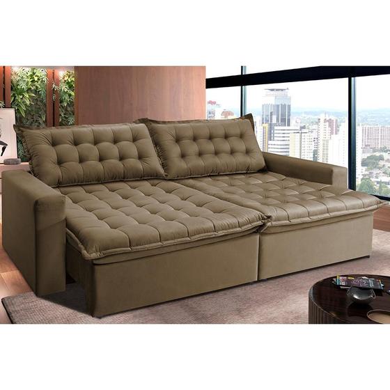 Imagem de Sofá Retrátil Reclinável e Cama 2,35m Cama inBox Flex Suede Velusoft Castor