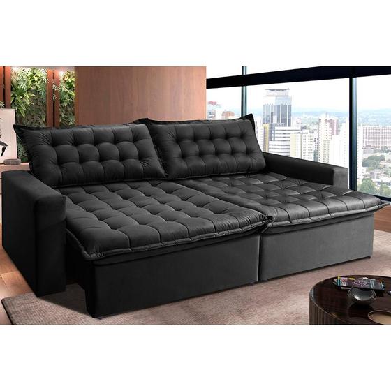 Imagem de Sofá Retrátil Reclinável e Cama 2,95m Cama inBox Flex Suede Velusoft Preto